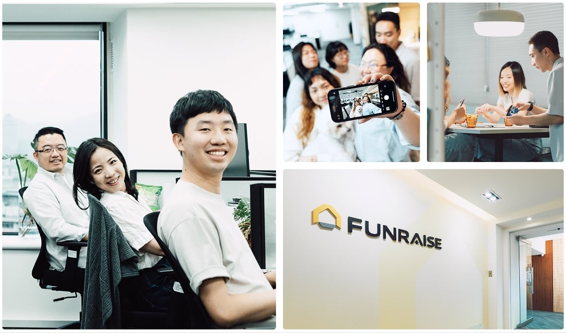 方睿科技 Funraise 團隊文化拼貼照，展現創新、合作與品牌形象